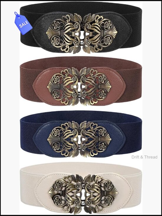 4 Pack Stretch Waist Belts with Interlocking Buckle main image 7